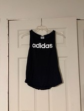Adidas Black Cotton Racerback Tank Top with W...