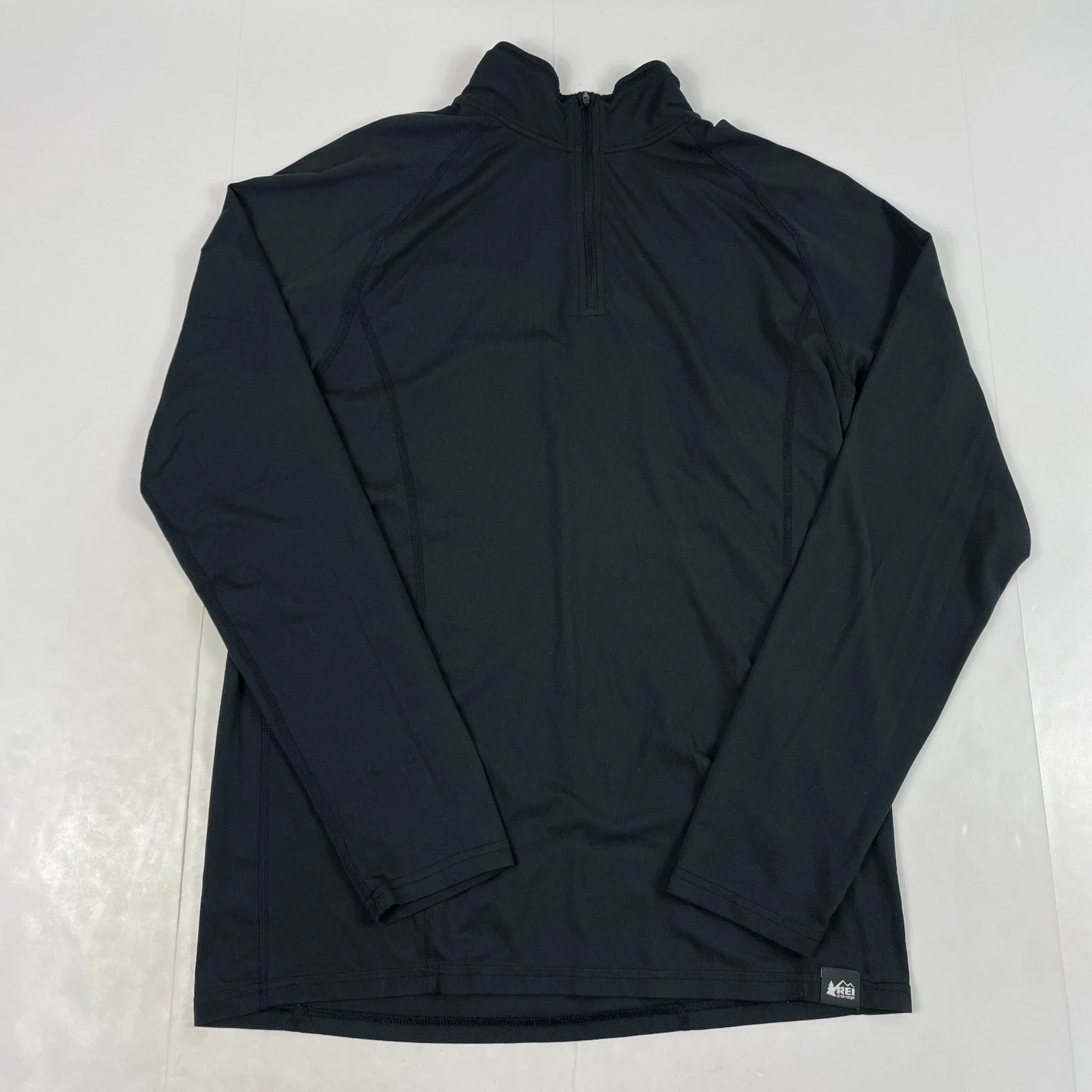 REI Shirt Mens Medium Black 1/4 Zip Pullover Baselayer Golf Climbing Workout Gym