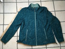 Women’s Eddie Bauer Teal Blue Print SOFT SHELL Jacket - 2XL Fleece Interior