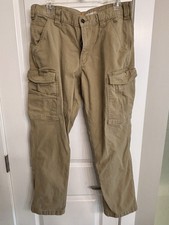 Carhartt Relaxed Fit Beige Cargo Pants Cotton Canvas Straight Leg Pockets