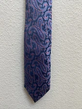 Bergamo Blue Polyester Tie NEW! Size 57 NWOT