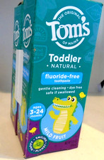 Tom's of Maine Fluoride-Free Toddler Training Toothpaste Mild Fruit 1.75oz 2-LOT