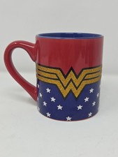 DC Comics Wonder Woman 20 Oz Ceramic Mug Coffee Tea Soup Red Yellow Blue Stars