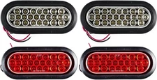 [2 Red + 2 White 6" Oval 24 LED Trailer Stop Turn Tail 2x + 