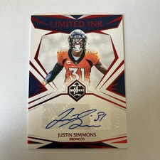 2021 Panini Limited - Limited Ink Justin Simmons Spotlight AUTO RED /25