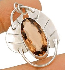 Pendentif en argent massif 925 topaze fumée naturelle 10 carats
