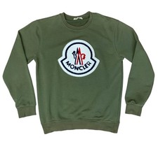 MONCLER OLIVGRÜN CHENILLE LOGO PATCH REVERSE WEAVE SWEATSHIRT MEDIUM