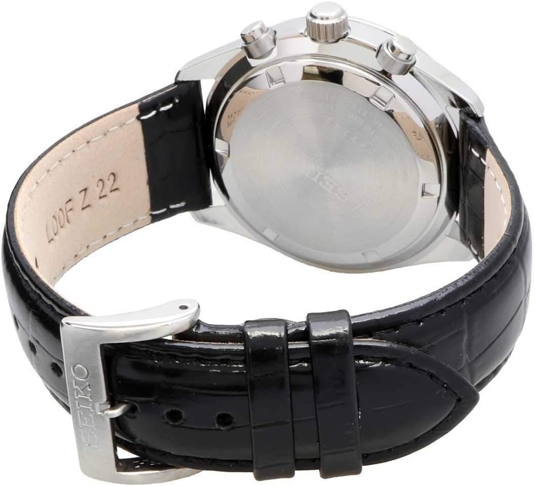 Seiko SSB383 Chronograph Quartz Champagne Dial Leather Strap Mens