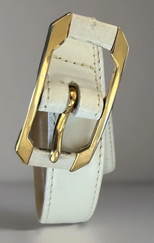 Ceinture Christian Dior vintage taille boucle dorée ceinture blanche