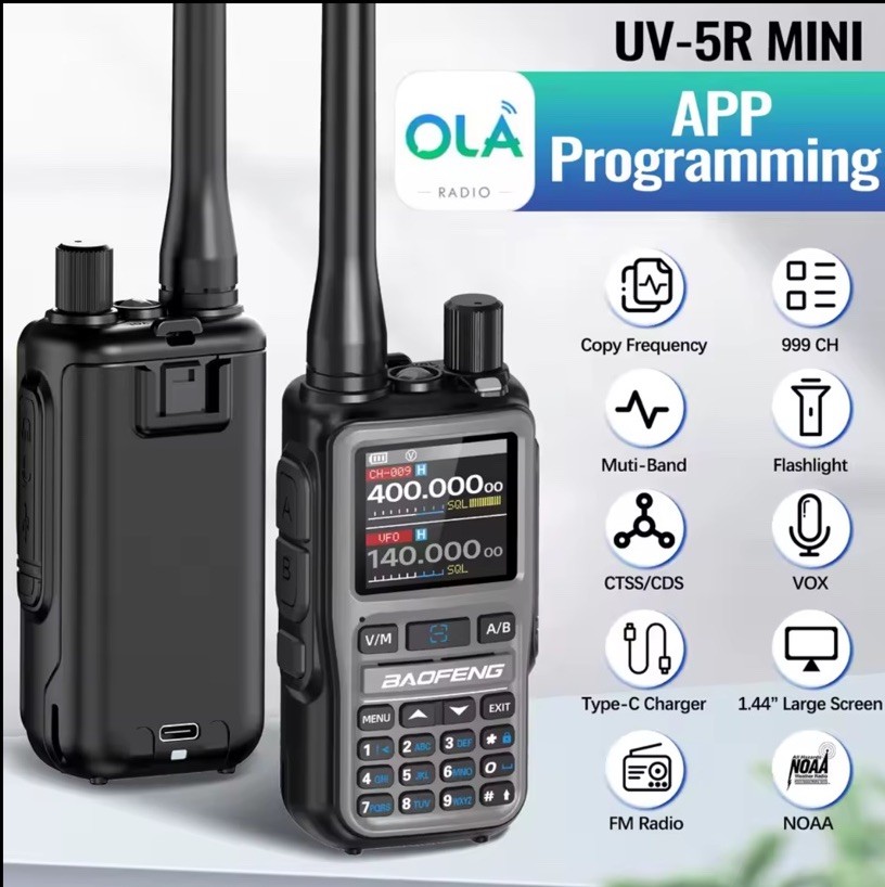 Walkie Talkie BAOFENG GT-5R – UHF/VHF 144-146/430-440 MHz, 128 Canali, Batteria 1800 MAh, Antenna 396 Mm, Cavo Programmazione Incluso