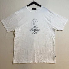 Mr Bathing Ape Tee BAPE White T-shirt Simple Cool Men Shirt Size 2XL