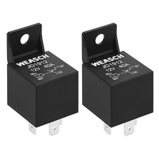 2 Pack Car Relay, 12V 40A, 4 Pin SPST, Switches and Starters, Waterproof Relay 2