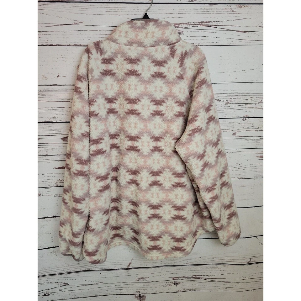 Top Pullover Maurices Sherpa Rosa Cálido Geométrico 1/2 Cremallera Para Mujer Talla Grande 2X Foto 2 de 4