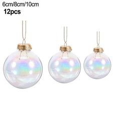 Christmas Decoration 12pcs Clear Plastic Balls with Gold Hanging Strings