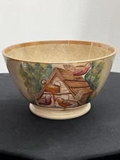 🟠 Antique Scottish David Lockhart & Co “Huntly” Polychrome Porridge Bowl