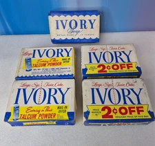 Lot of 5 Vintage Ivory Soap Large Bars Twin Cake So Pure It Floats