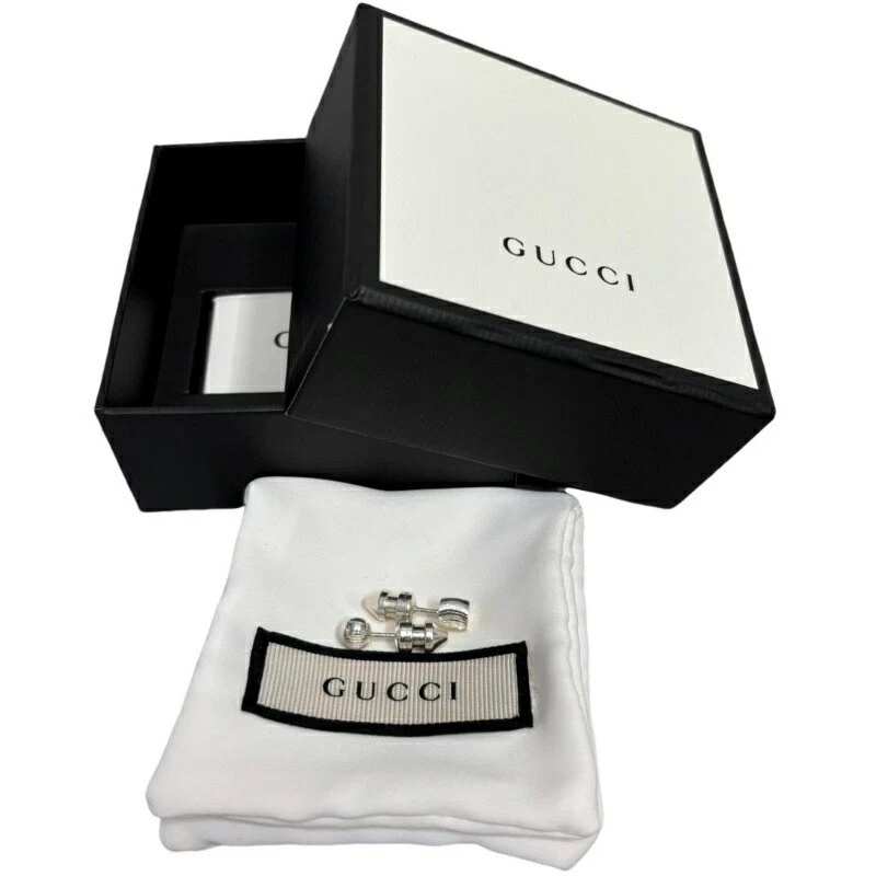 Boucles d'oreilles GUCCI imbriquées G argent SV925 boule GG accessoires pour femmes