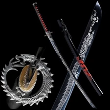 Real Japanese Katana Samurai Sword 1095 Carbon Steel Black Blade Full Tang Sharp