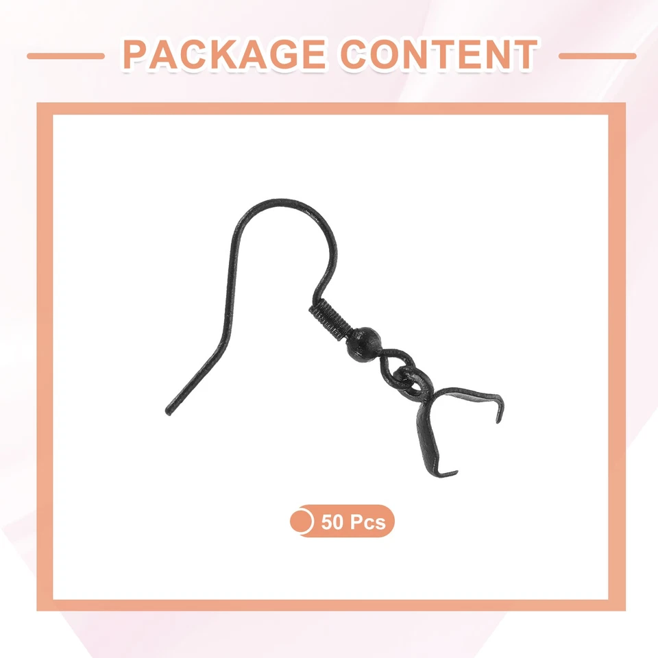 50Pcs Stainless Steel Earring Hooks with Pinch Bail Clasp, Black - image 3 of 4