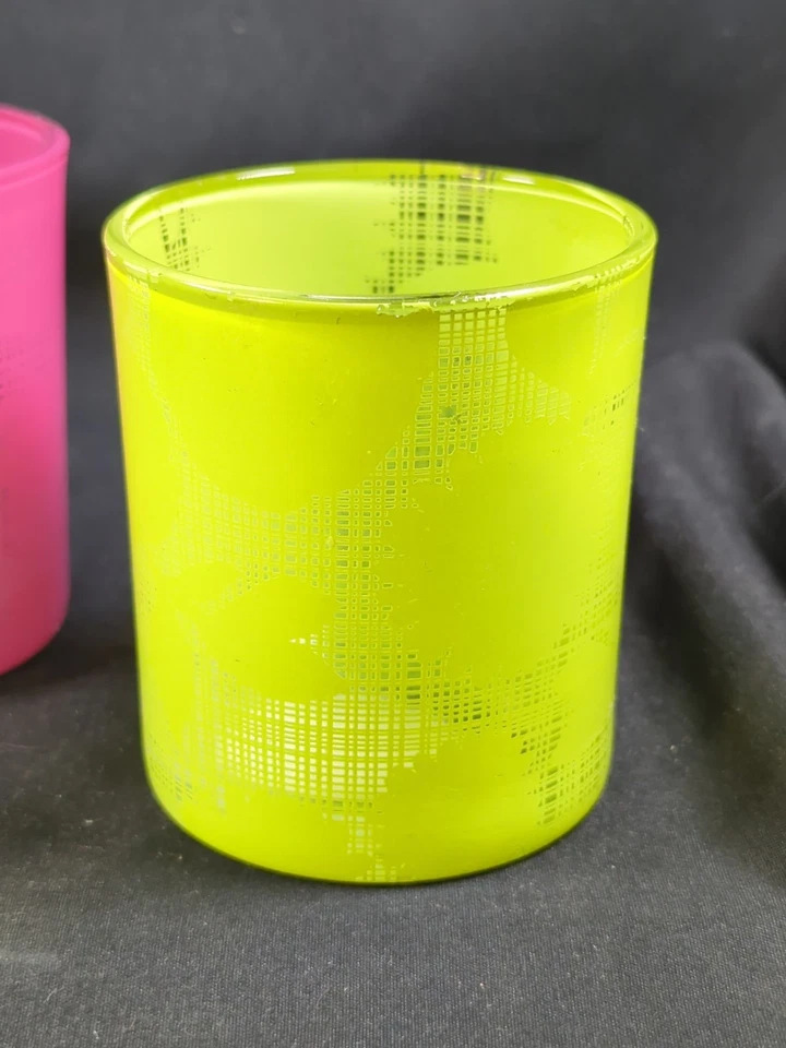 Juego de 4 Candelabros Votivos Tealight Vidrio Naranja Naranja Amarillo Neón 3"T Foto 2 de 4