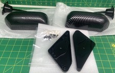 2x F1 F2 Style Rear View Mirrors Pair Glossy Carbon Side Bracket Racer Universal
