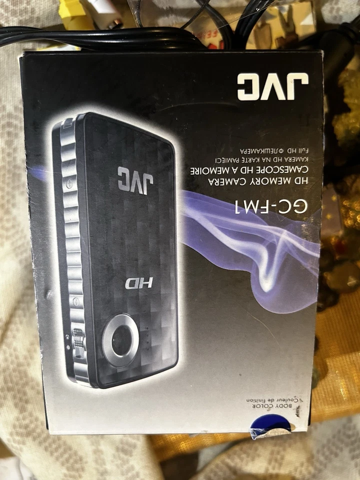 JVC GC-FM1AU HD Camera/ Color: Blue w/ cord, Box, Manual, Strap no SD card VG - Image 4 of 4