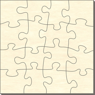 Blanko Holz-Puzzle Quadrat, 16 Teile, 29x29 cm, zum Selbst Bemalen und Gestalten