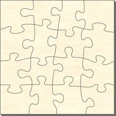 Blanko Holz-Puzzle Quadrat, 16 Teile, 29x29 cm, zum Selbst Bemalen und Gestalten - Bild 1 von 2