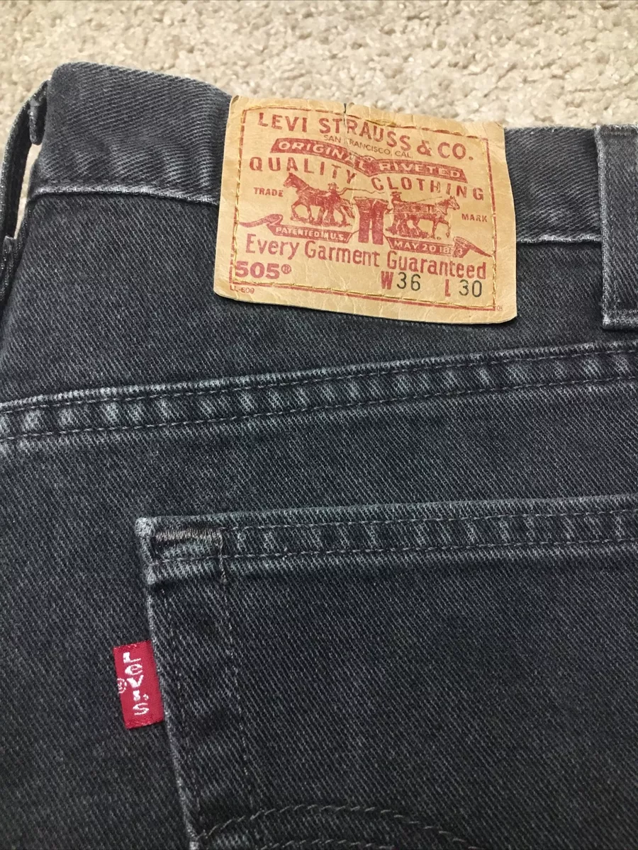 Vtg 90s USA Made Levi’s 505 Black Regular Fit Straight Leg Jeans 36x29 Actual
