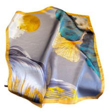 100 Silk 20" small square Scarf Women neckerchief Wrap floral yellow WS106
