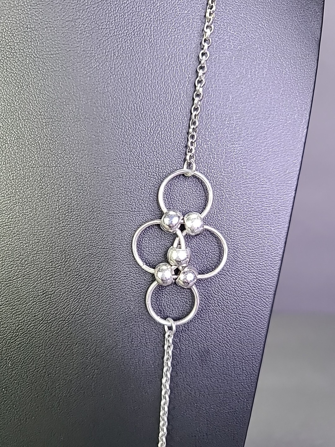 Interlocking Circles Silver Tone Multiple Flowers… - image 3