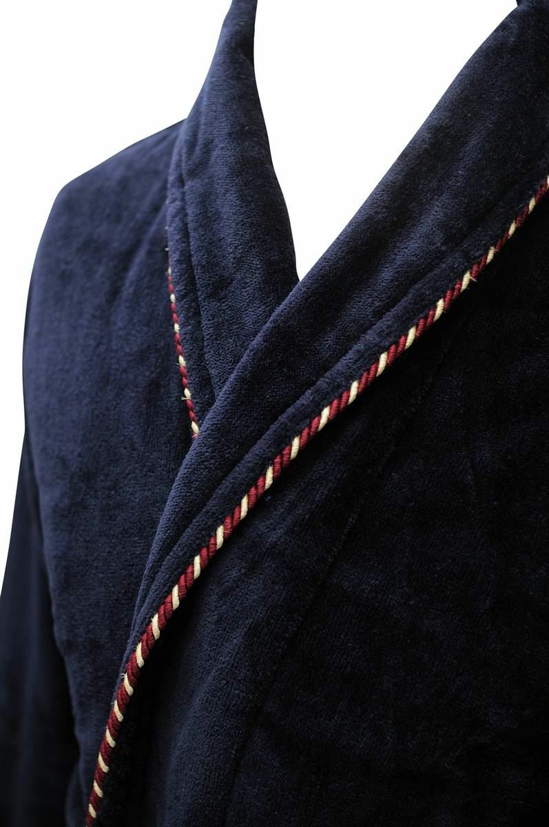 Bown of London Mens Earl Cotton Velour Dressing Gown Navy eBay