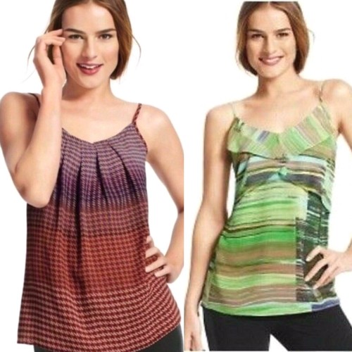 Canotta Cabi donna taglia XS verde rossa svolazzante pied de poule senza maniche - Foto 3 di 29