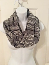 Modena Knit Infinity Pashmina Scarf Gray White Silver Metallic Varigated