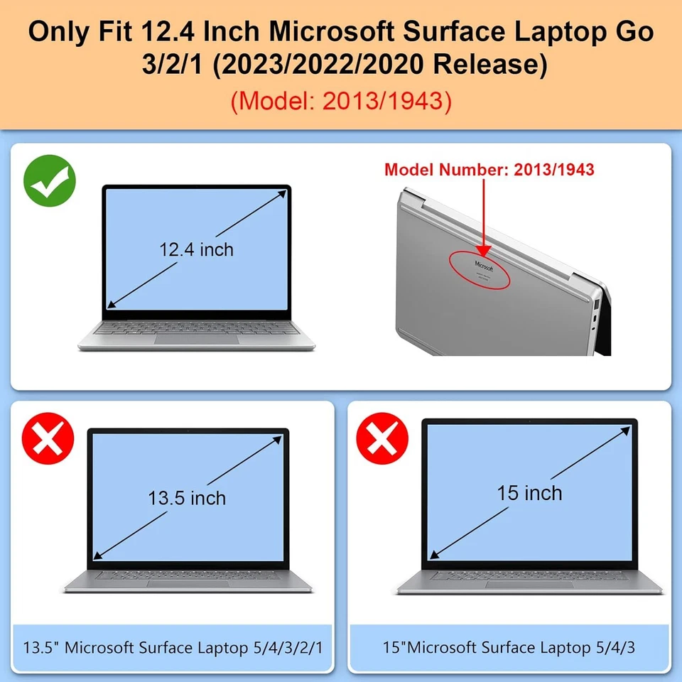 Lonfeid Schutzhülle für 12,4"Microsoft Surface Laptop Go 3 /Go 2 /Go (2023-2020) - Bild 2 von 2