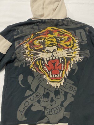 vintage ed hardy zip up Reversible ￼hoodie Black Size Medium Lion