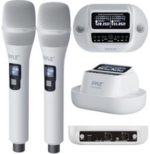 Pyle UHF Wireless Microphone System 2x100 Channel Receiver DSP