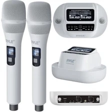 Pyle UHF Wireless Microphone System – 2x100 Channel Receiver & DSP