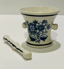 Vintage Blauw Delfts Made in Holland Mortar and Pedestal