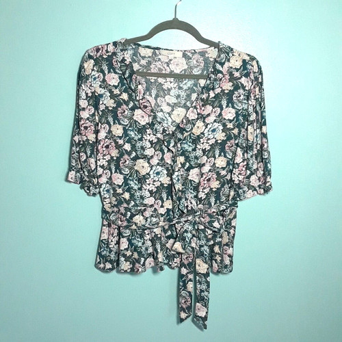 loft floral wrap top