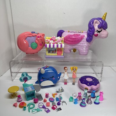 Polly Pocket Playset Plus Dolls & Accessories Lot