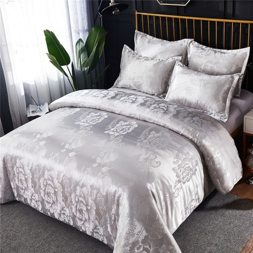 Jane Spinning Embroidered Comforter Set Queen Gray Luxury Flower BeddingSet King