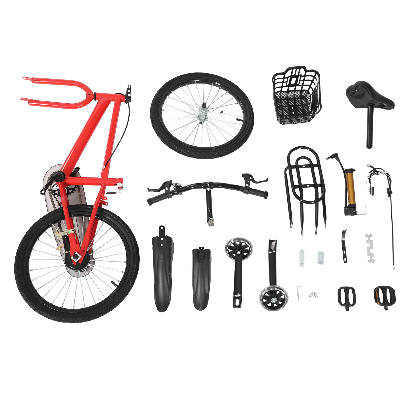 18 Inch Bicycle Kid Bike w/ Training Auxiliary Wheel For 6-8 Years Old Children