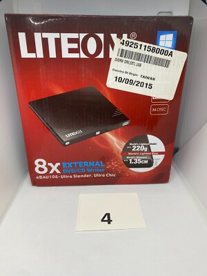 Lite-On eBAU108-ultra  External DVD/CD Writer Ultra Slender USB 2.0 Retail Black