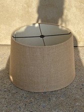TAN BURLAP DRUM LAMPSHADE 13  X 10  