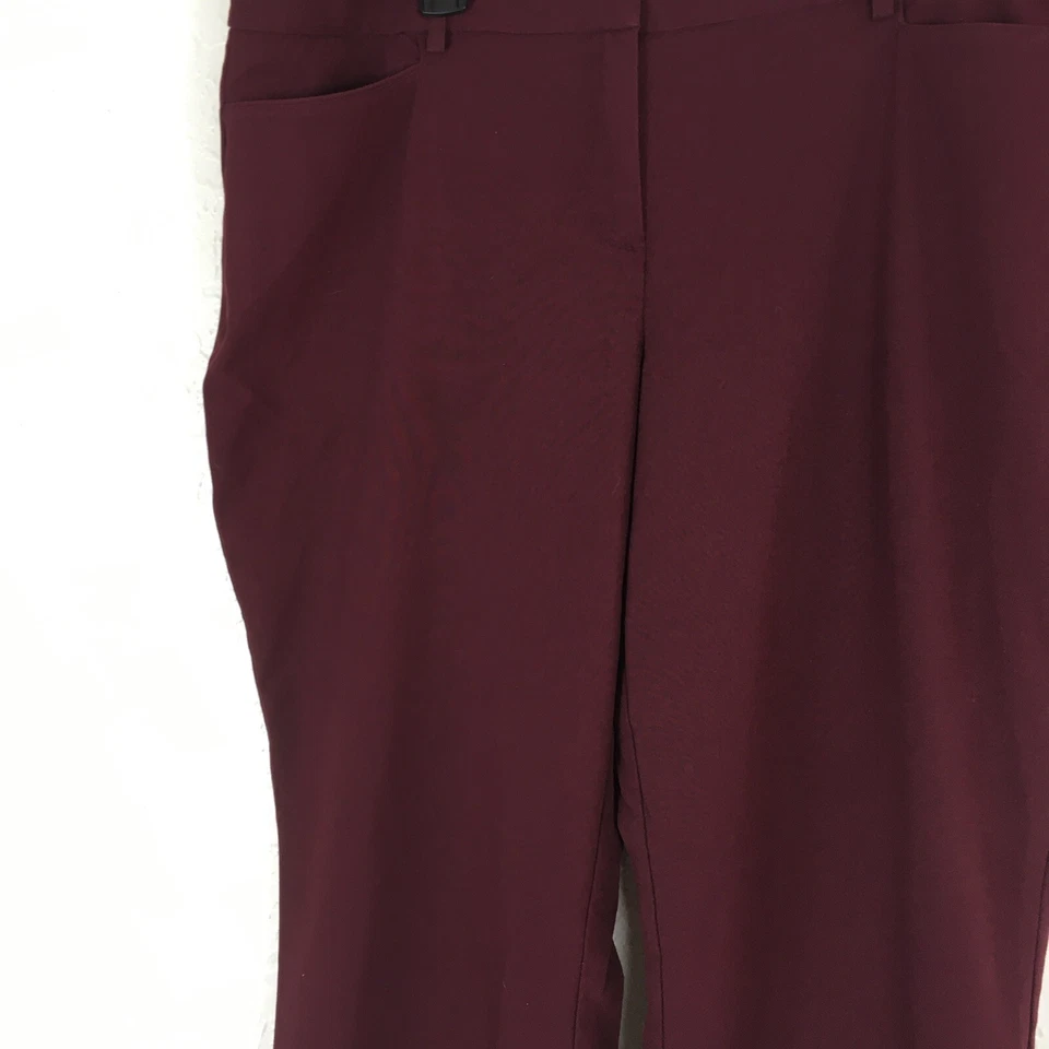 New York & Company Stretch Womens Slacks 18 Average Plum Wine Flat Front Pockets - Image 3 of 4