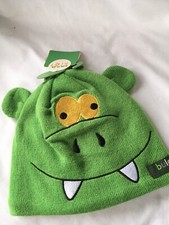 Bula Kids Youth Dragon Animal Beanie Hat Green Knit Outside Fleece Inside OS NWT