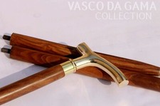 Handmade Brass Plain Derby Design Handle Walking Stick Antique Style Wooden Cane