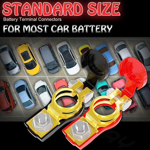 Pair Car Battery Terminal Connectors Universal Positive Negative Wire Post Clamp - Bild 9 von 13