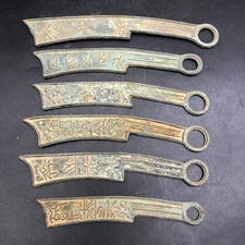 6Pcs Collect Chinese Old Dynasty Knife-Shaped Bronze Coins